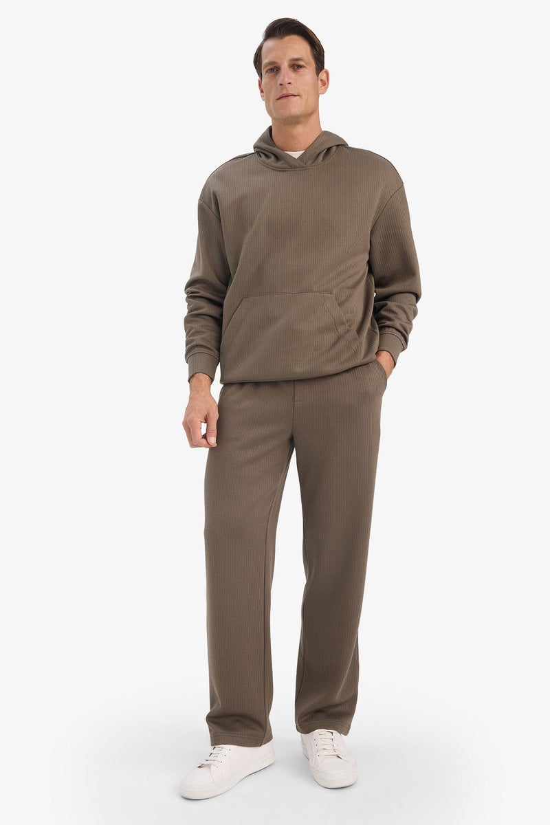 DeFacto Brown Man Wide Leg Textured Sweatpants Casual - Image 4